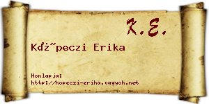 Köpeczi Erika névjegykártya
